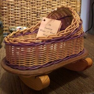 Hand Made- Beautiful Antique Small Wicker Doll Craddle / NWT - Antique
